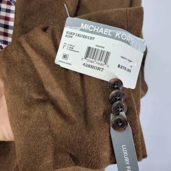 Michael Kors KIP‎ Men's Flannel Sport Coat Brown Silk Wool Cashmere Brown 42S - Picture 12 of 16